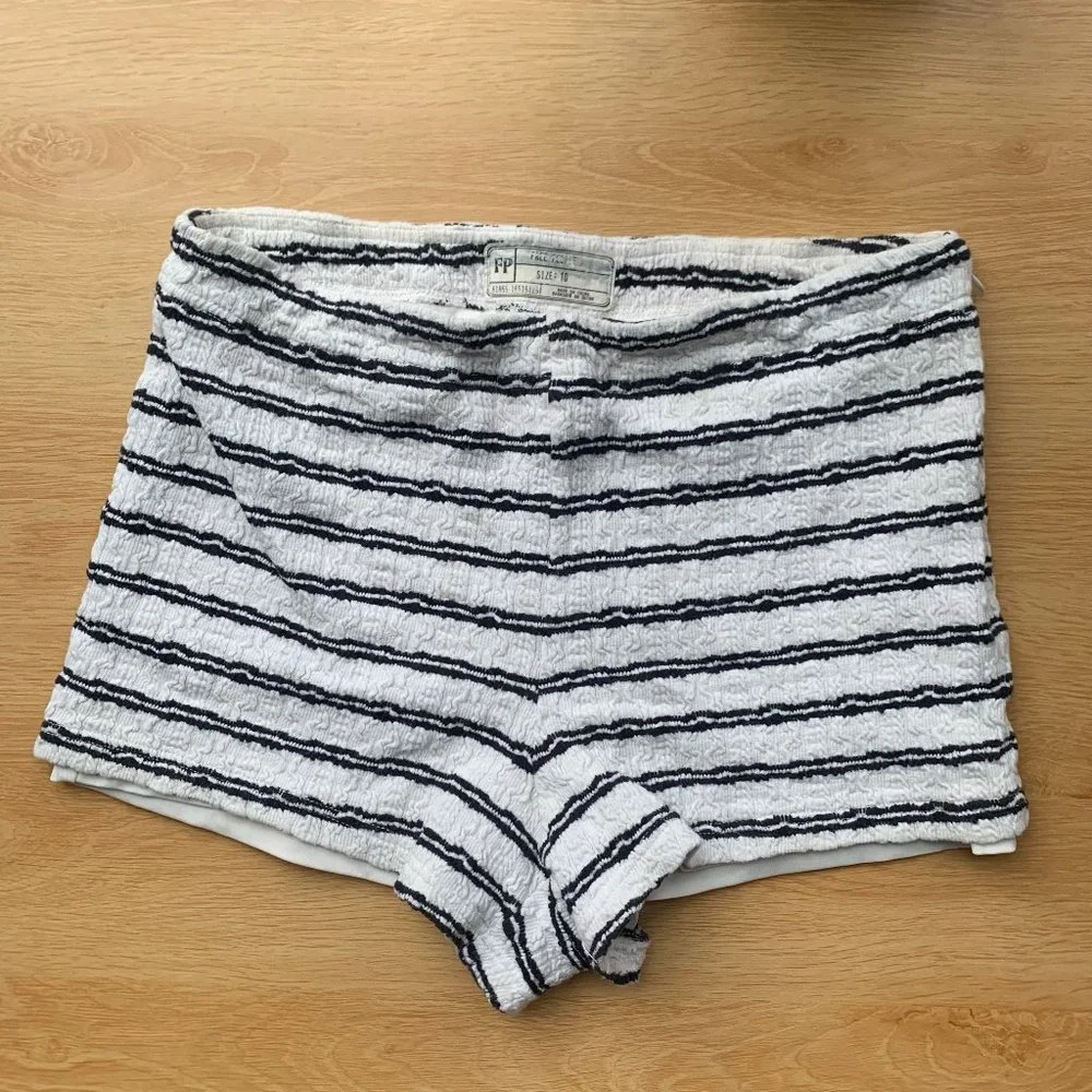 Free People White/Blue Striped Shorts - Picture 4 of 5